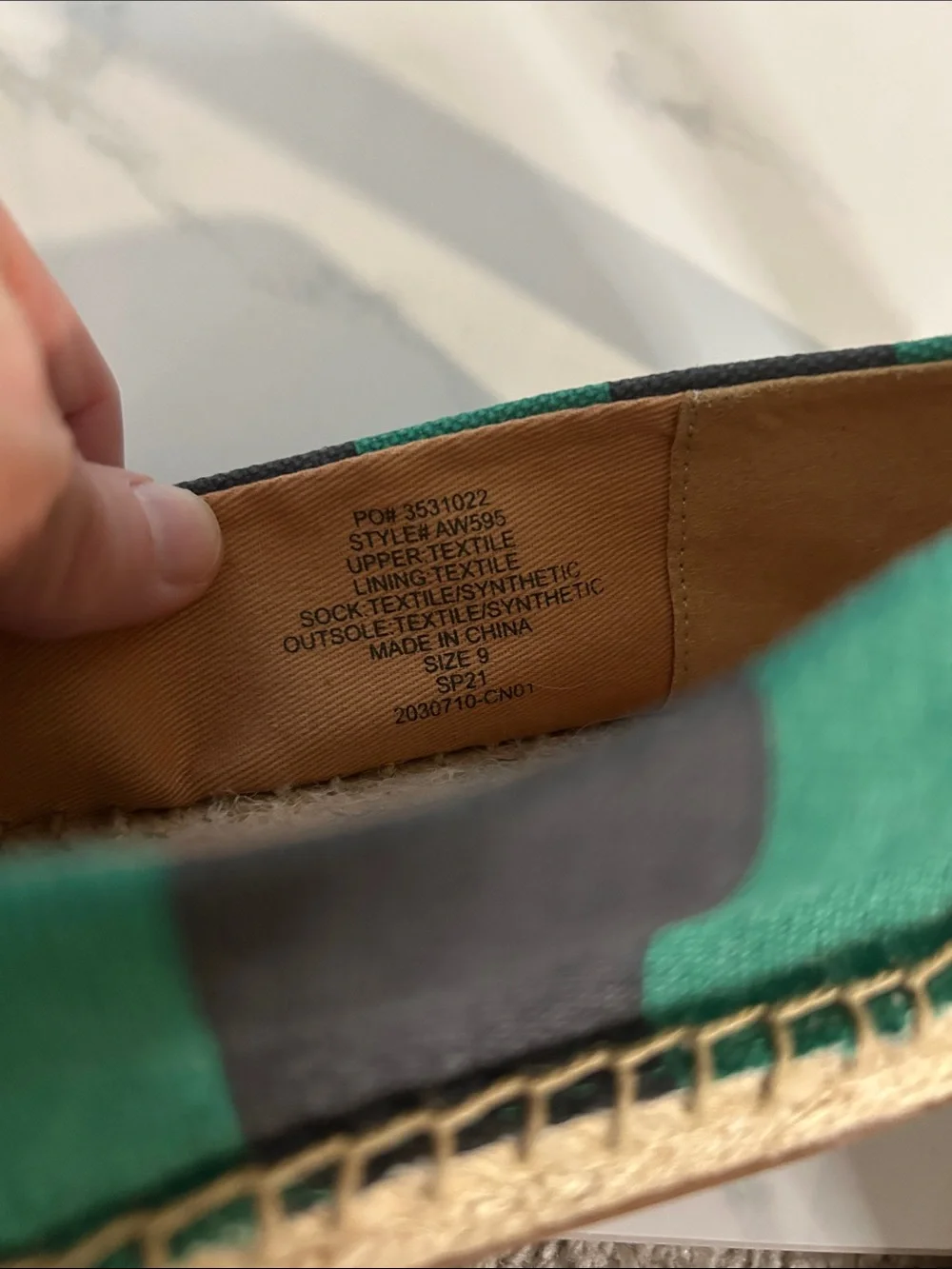 J Crew Women’s Green and Navy Striped Canvas Slip-On Espadrilles